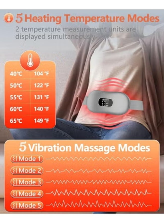 حزام تدفئة لاسلكي للدورة الشهرية مع شاشة عرض رقمية - وسادة حرارية محمولة لتخفيف آلام البطن والظهر - مزود بـ 4 إعدادات إيقاف تلقائي وقابل لإعادة الشحن - Image 4